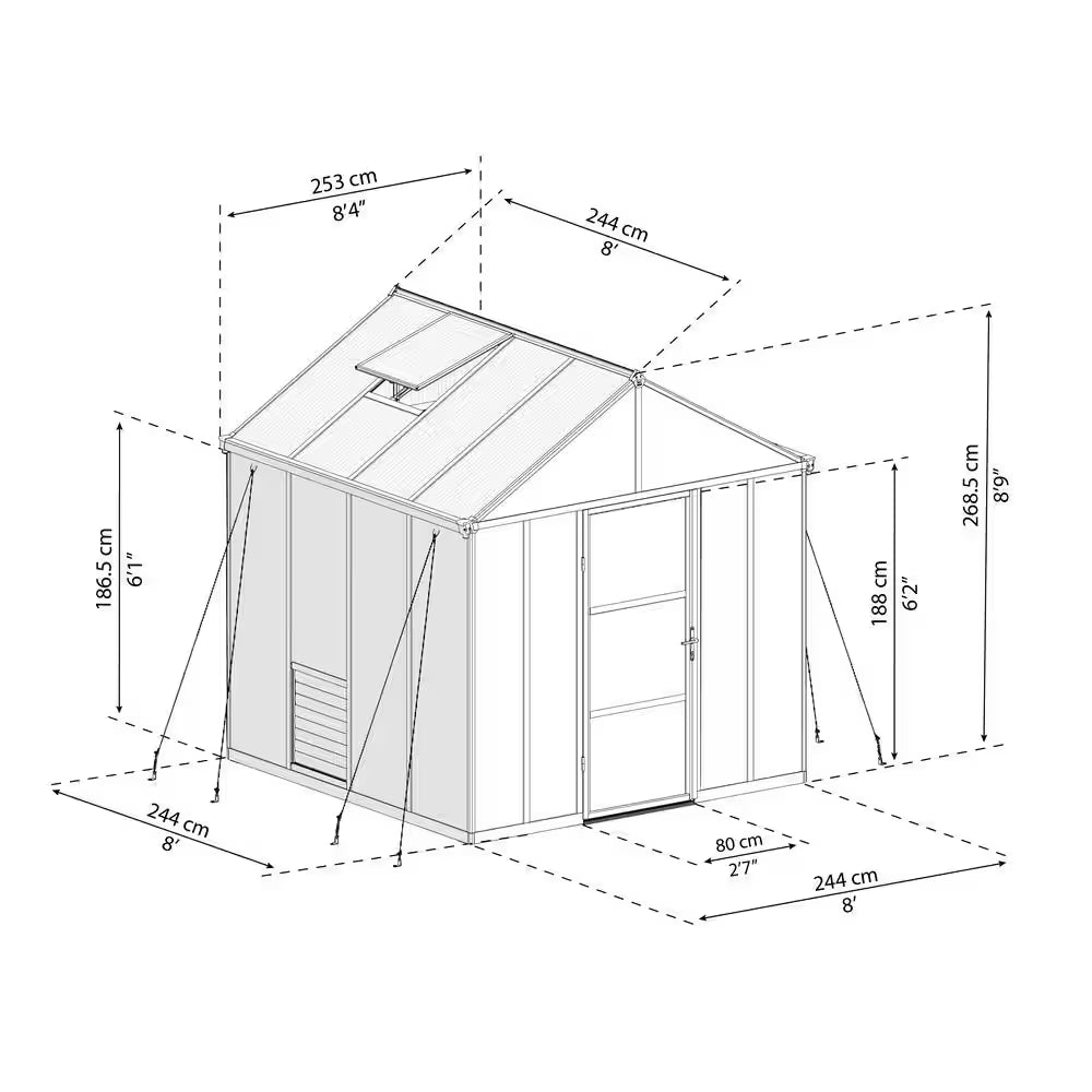 Glory 8 Ft. X 8 Ft. Gray/Diffused DIY Greenhouse Kit