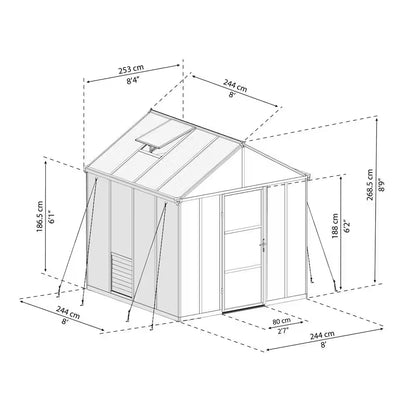 Glory 8 Ft. X 8 Ft. Gray/Diffused DIY Greenhouse Kit
